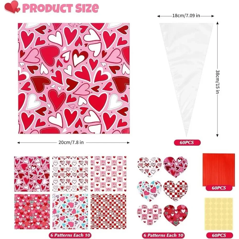 Valentine’s Day DIY Craft Gift Kit for Kids – 60 Pack Cone-Shaped Treat Red